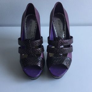 BCBGirls purple leather heels